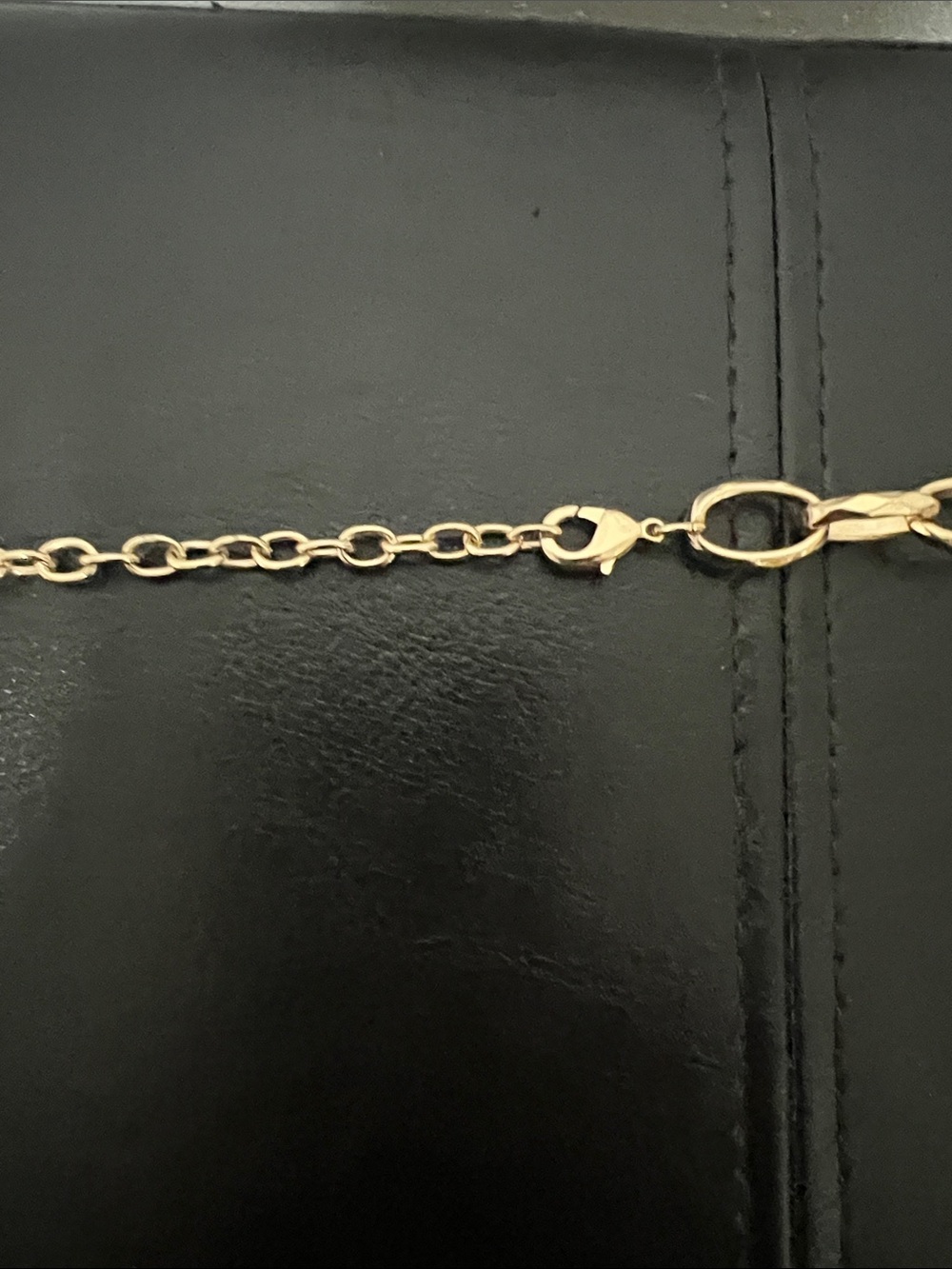 Gold and Cream Long Link Necklace with Woven Circle Accents - Picture 5 of 5